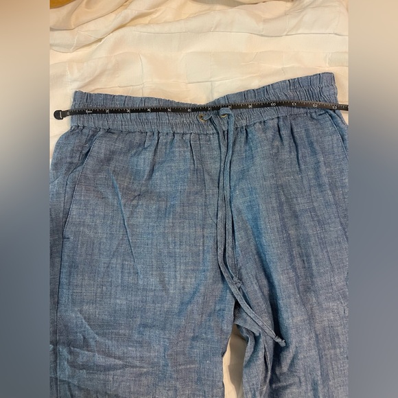 NWT Size 00 J Crew Factory chambray 100% cotton drawstring pants - Picture 7 of 9